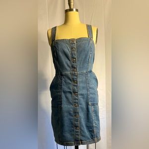 H&M Divided Size Large Denim Overall Mini Dress - NWT!